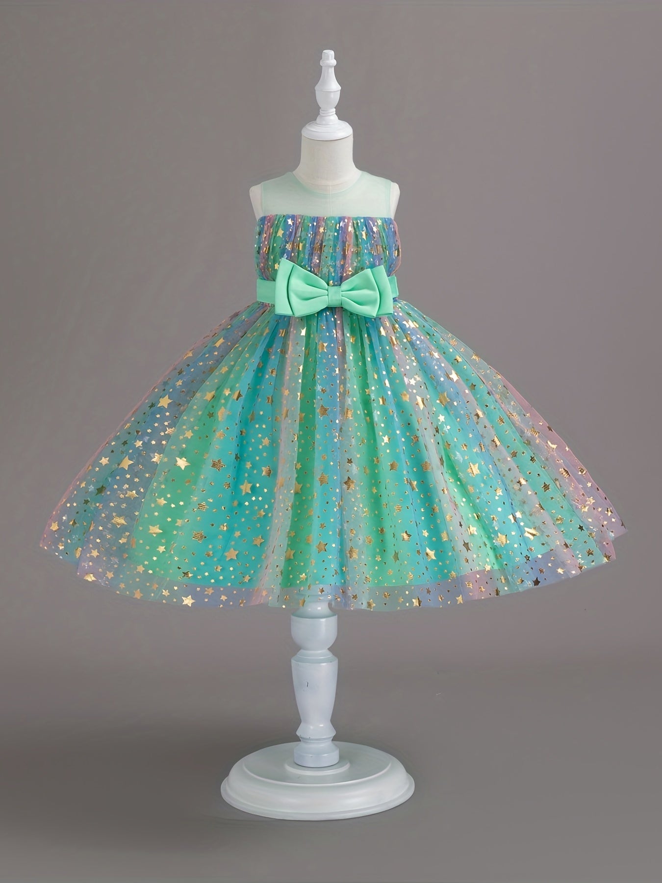 Kid Girl Tutu Sleeveless Princess Flower Bow Tulle Dance Ball Dresses