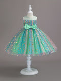 Kid Girl Tutu Sleeveless Princess Flower Bow Tulle Dance Ball Dresses