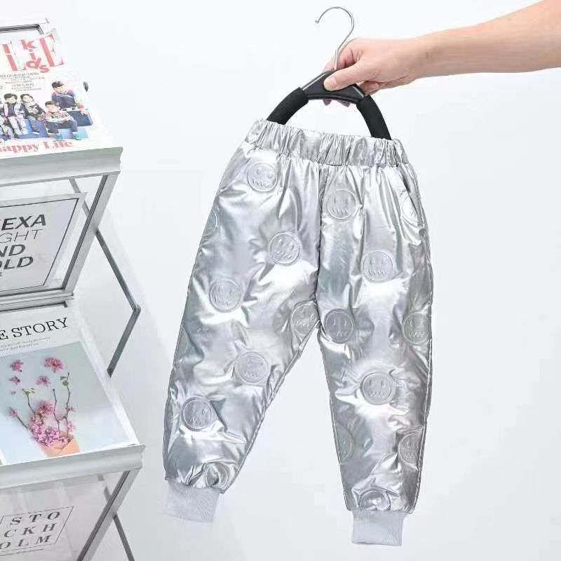 Kid Baby Girl Boy Down Winter Bright Down Thickened Pants