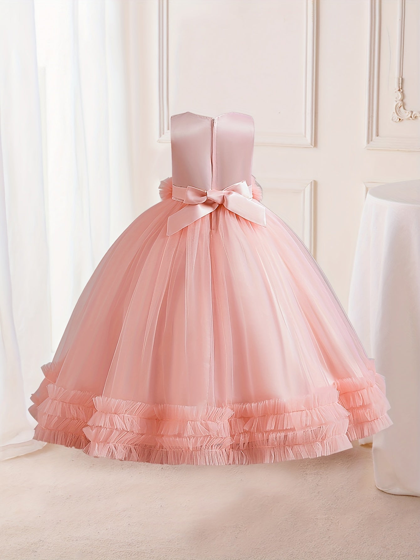 Flower Girl Formal Maxi Grace Tulle Stitching Catwalk Piano Princess Dress
