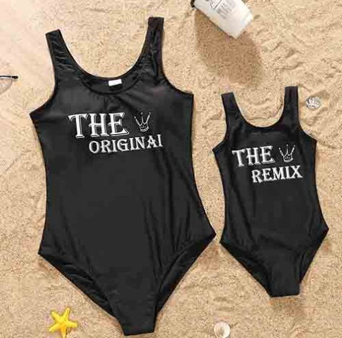 Family Matching Parent-child Mother-daughter V-neck One-piece Swimsuit