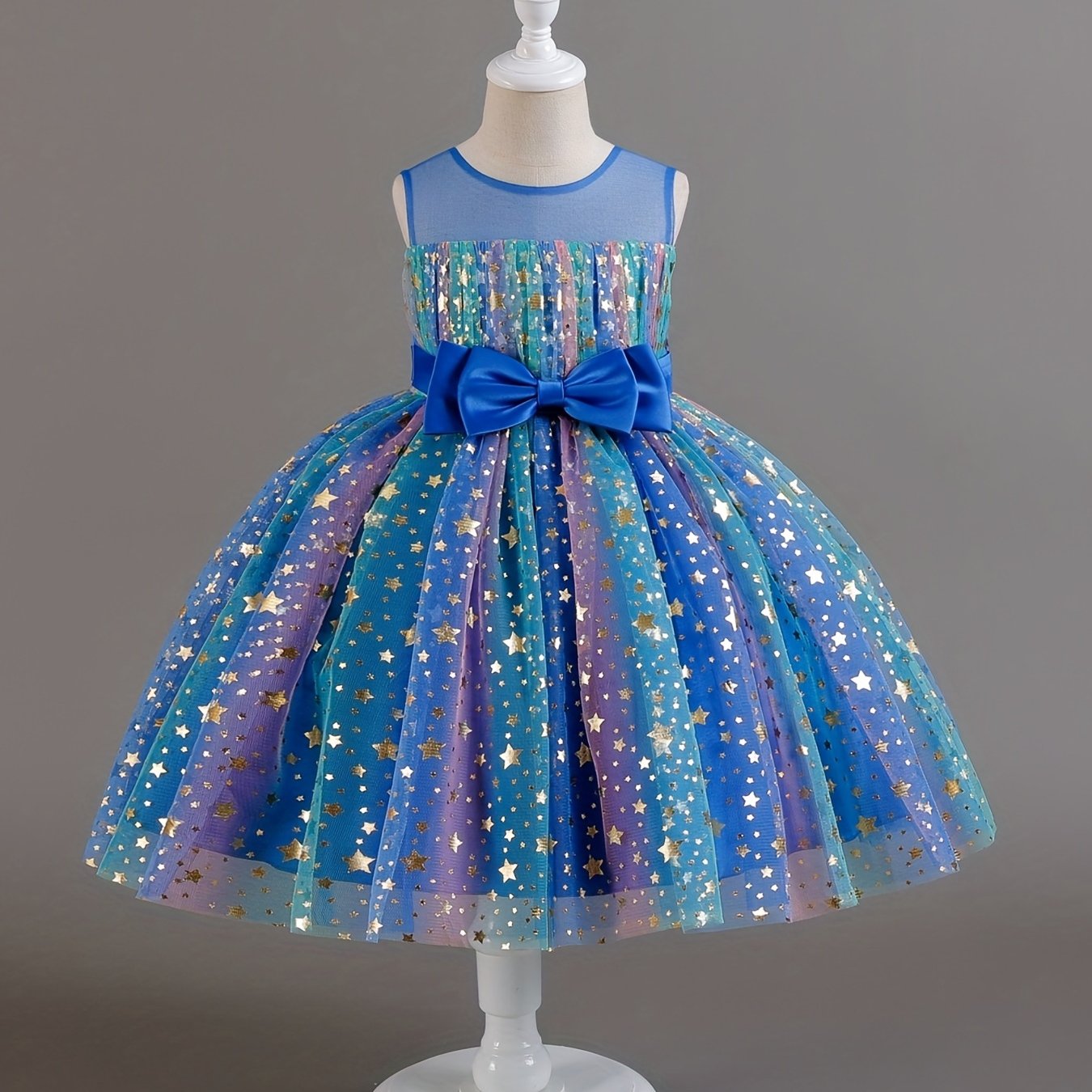 Kid Girl Tutu Sleeveless Princess Flower Bow Tulle Dance Ball Dresses