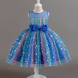 Kid Girl Tutu Sleeveless Princess Flower Bow Tulle Dance Ball Dresses