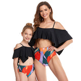 Family Matching Parent-child Swimsuit Printed Bikini Ruffled Mother Daughter Swimwear