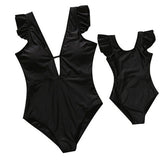 Family Matching Parent-child Mother-daughter V-neck One-piece Swimsuit