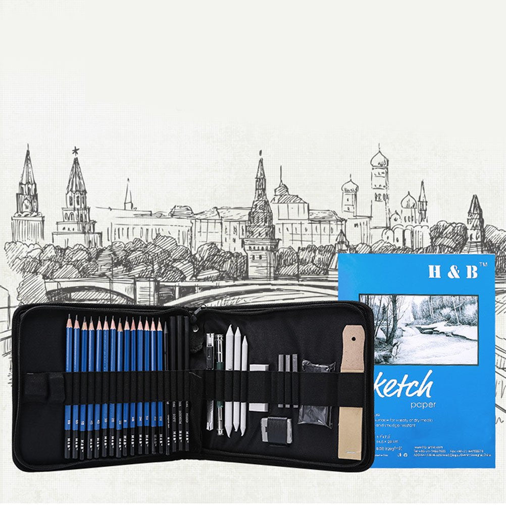 35pcs  Professional Sketching Drawing Pencils Kit Set