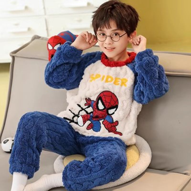 Kid Baby Boy Autumn Winter Plush Thick Pajamas