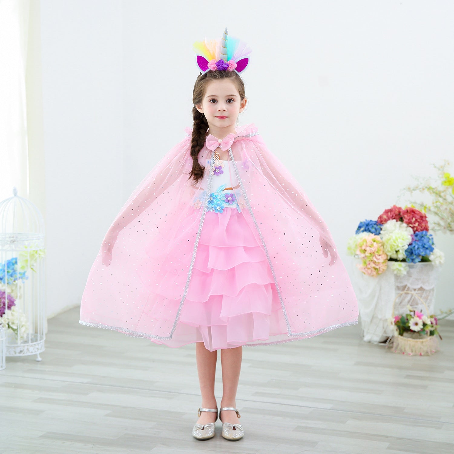 Kid Girl Shawl Frozen Princess Witch Cape Halloween Coats