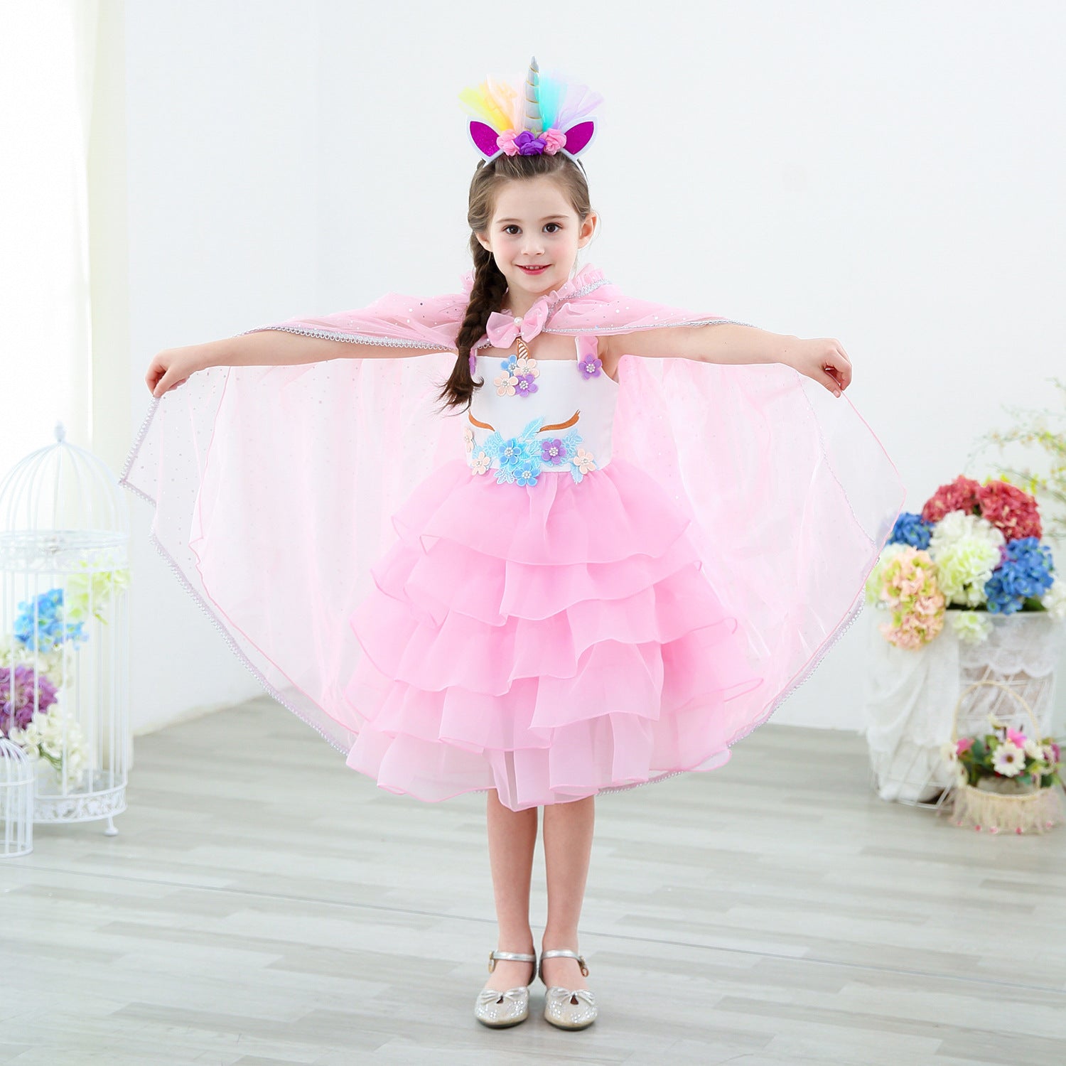 Kid Girl Shawl Frozen Princess Witch Cape Halloween Coats