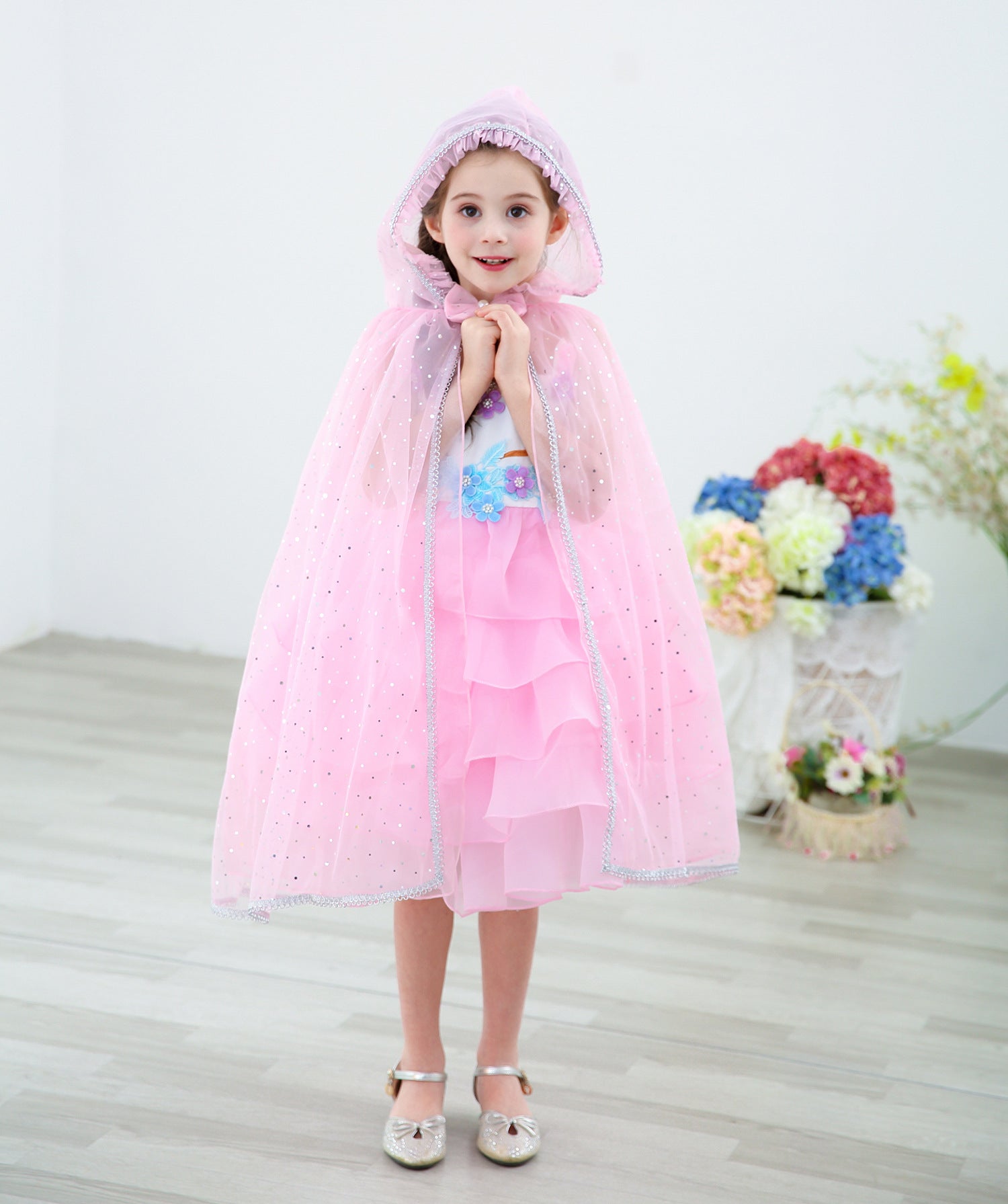 Kid Girl Shawl Frozen Princess Witch Cape Halloween Coats