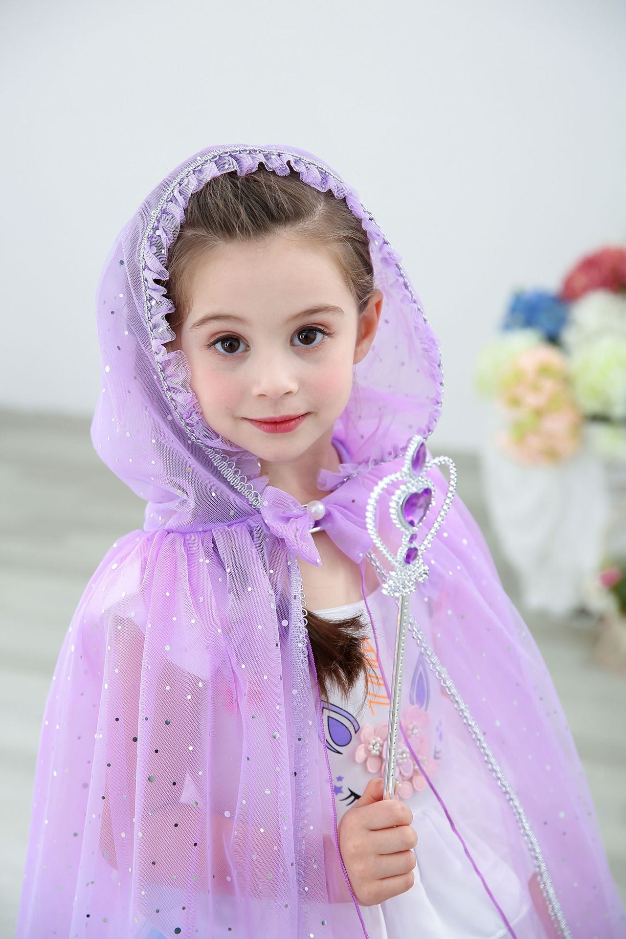 Kid Girl Shawl Frozen Princess Witch Cape Halloween Coats