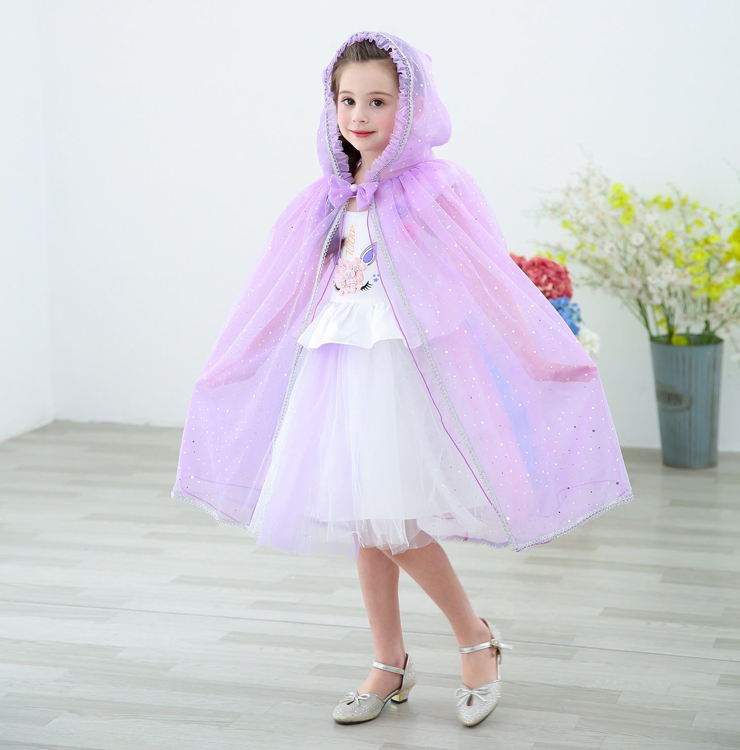 Kid Girl Shawl Frozen Princess Witch Cape Halloween Coats