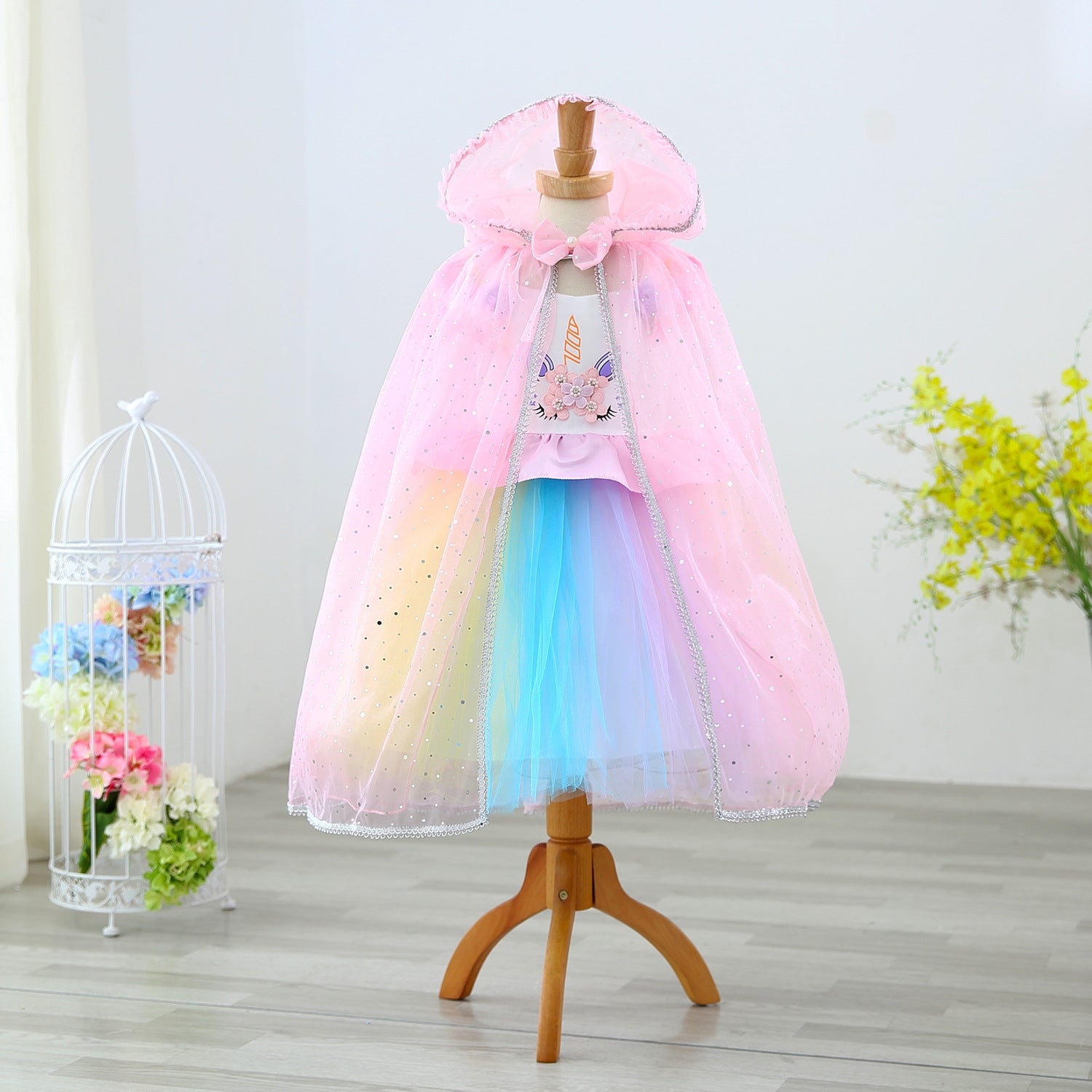 Kid Girl Shawl Frozen Princess Witch Cape Halloween Coats