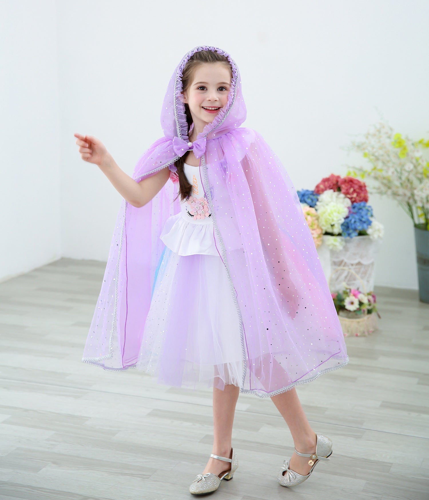 Kid Girl Shawl Frozen Princess Witch Cape Halloween Coats