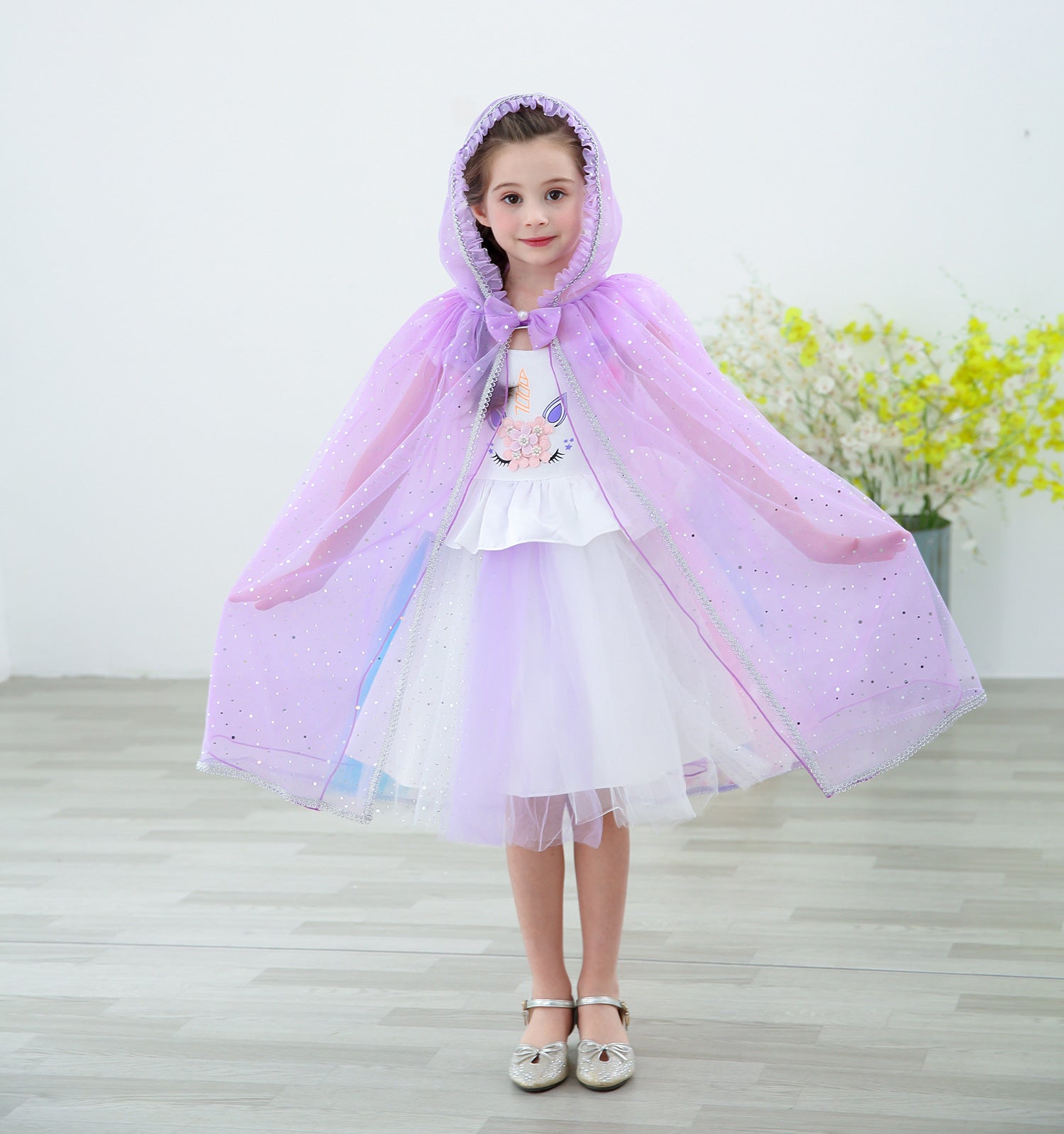 Kid Girl Shawl Frozen Princess Witch Cape Halloween Coats
