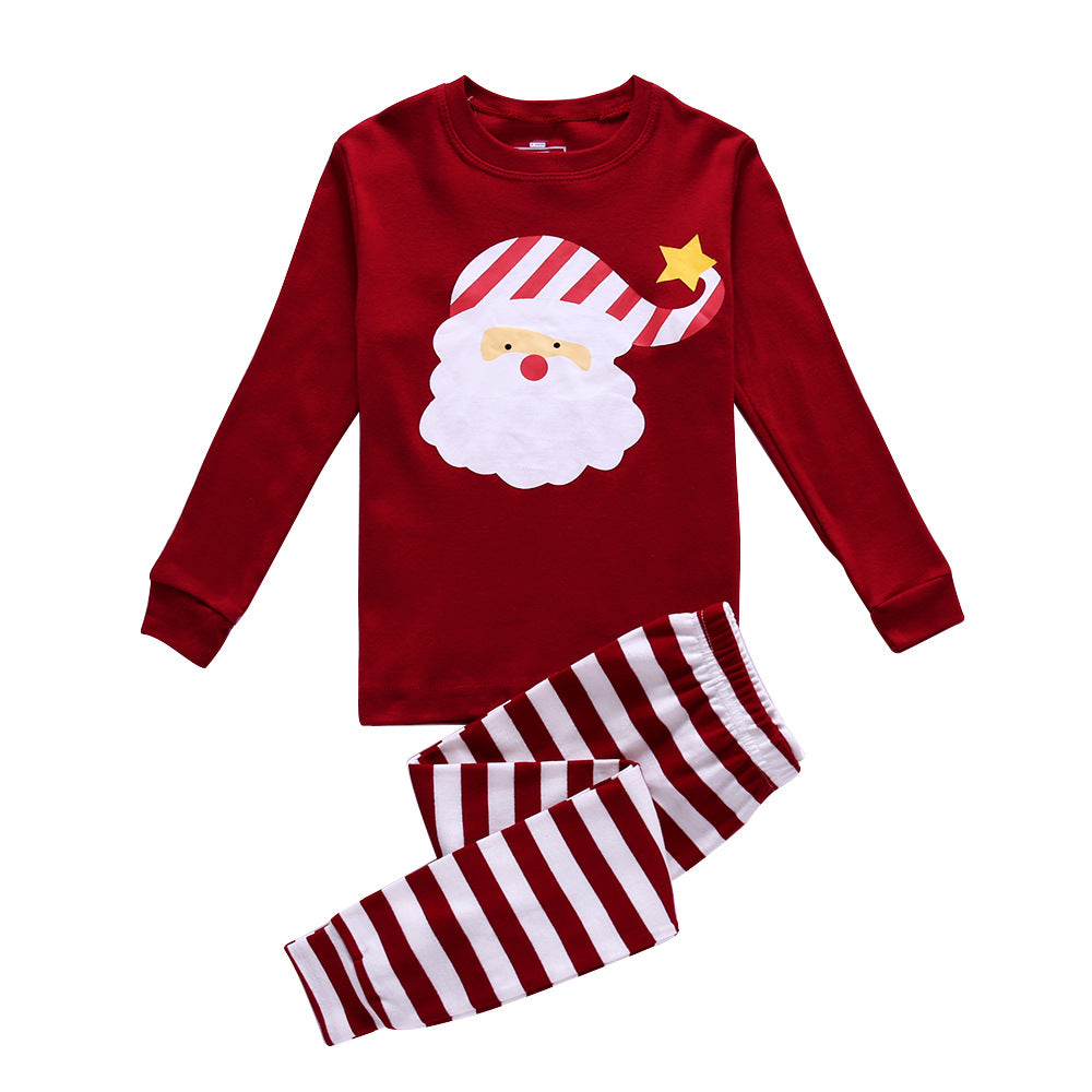 Kid Boy Santa Claus Long Sleeve Striped Pajamas