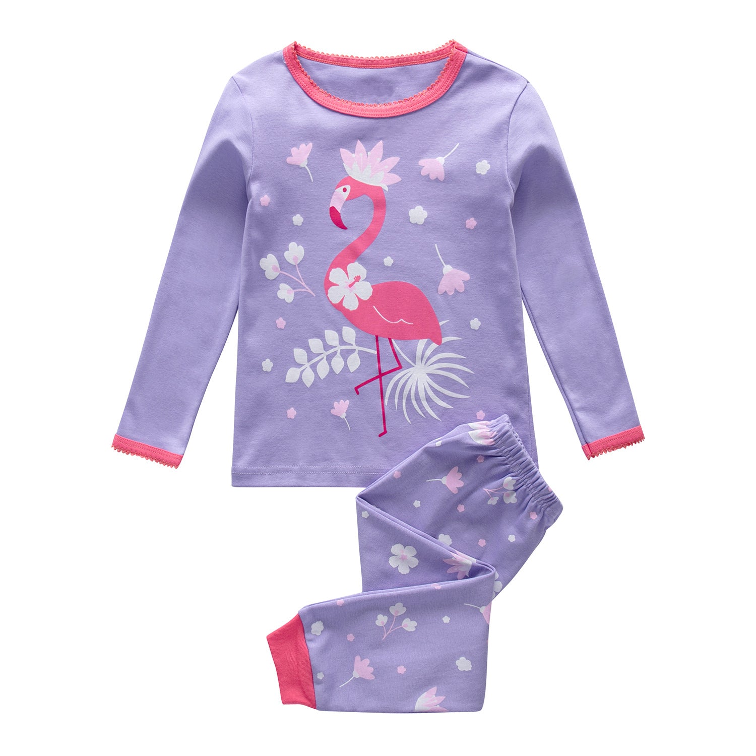 Kid Girl Flamingo Printed Home Pajamas
