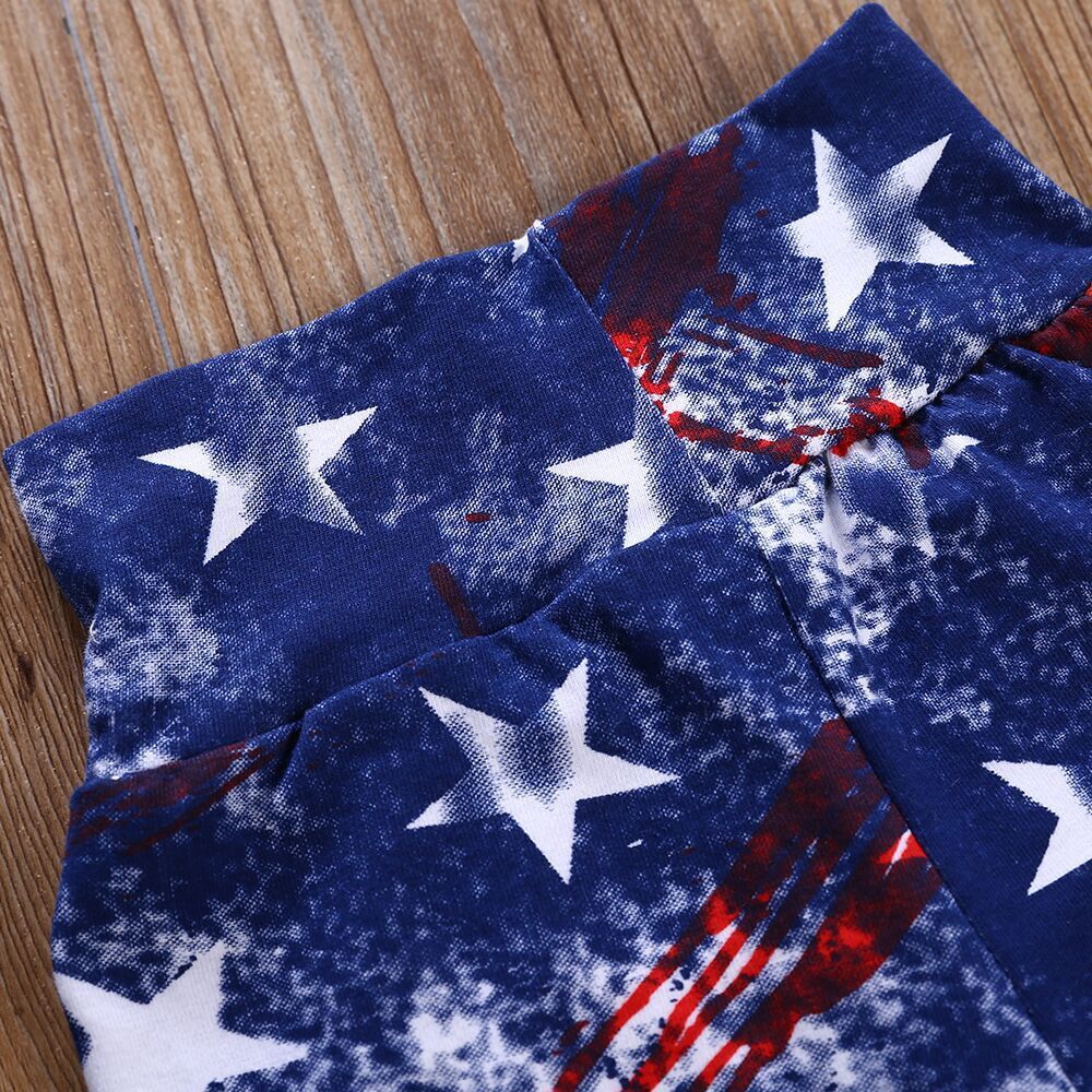 Baby Boys Short Sleeve Sets Letters Print Shorts independence Day 3 Pcs