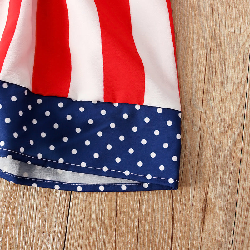 Kid Girl 4th Of July independence Day Stars Print A-line Tank Dress