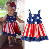 Kid Girl 4th Of July independence Day Stars Print A-line Tank Dress