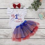 Baby Girls American Flag July 4th independence Day Bodysuit