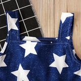 Kid Girl 4th Of July independence Day Stars Print A-line Tank Dress