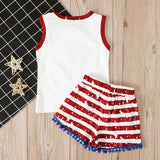 Kids Baby Girls 4th-of-July Independence Day Horse Printed Sets