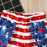 Kids Baby Girls 4th-of-July Independence Day Horse Printed Sets