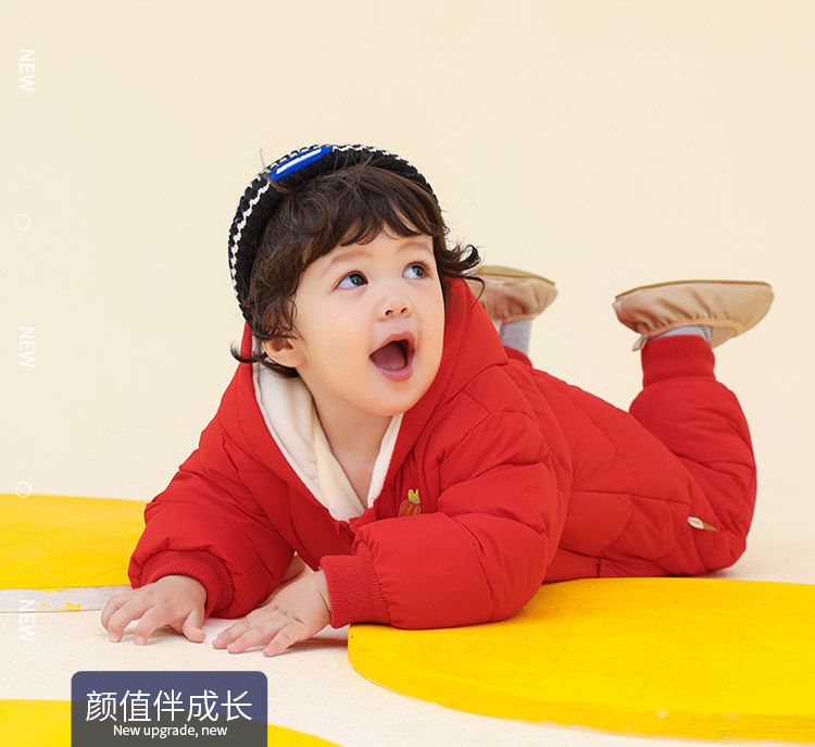 Baby Girl One-piece Down Jacket Fleece Thickened Rompers