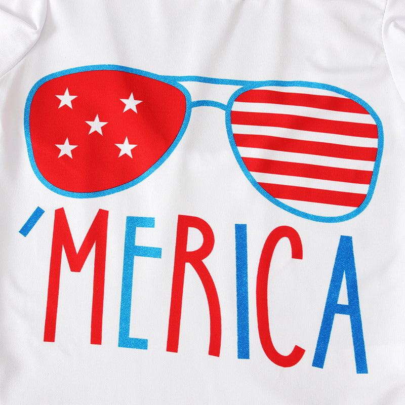 Baby Girls  July Of 4th independence Day Letter Print Set 2PCs