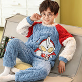 Kid Baby Boy Autumn Winter Plush Thick Pajamas