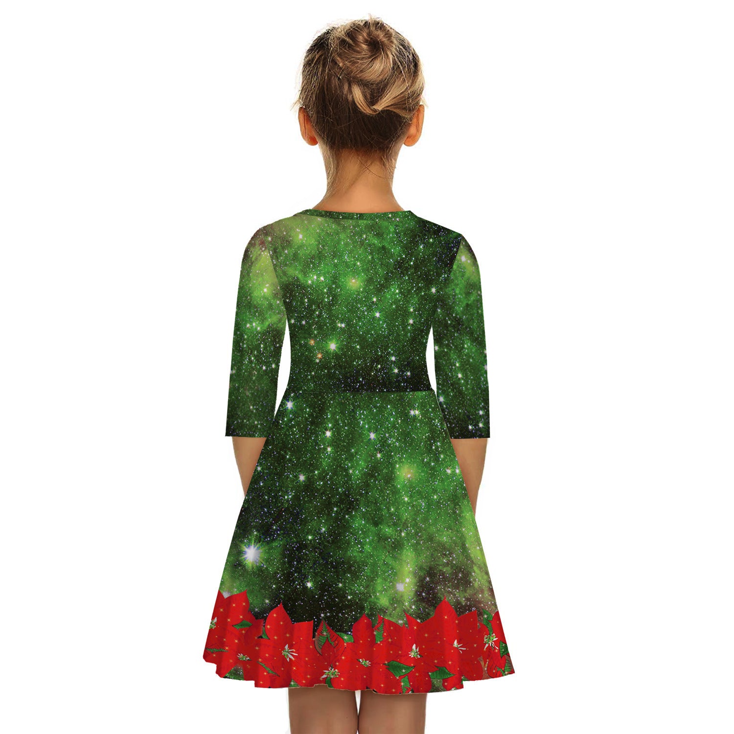 Kid Girl Princess Christmas Digital Print Crew-neck Fashion Dresses