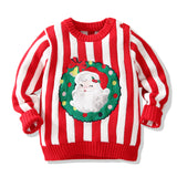 Kid Baby Girl Christmas Stripe Embroidery Sweaters