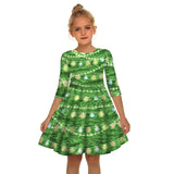 Kid Girl Princess Christmas Digital Print Crew-neck Fashion Dresses