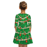 Kid Girl Princess Christmas Digital Print Crew-neck Fashion Dresses