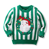 Kid Baby Girl Christmas Stripe Embroidery Sweaters