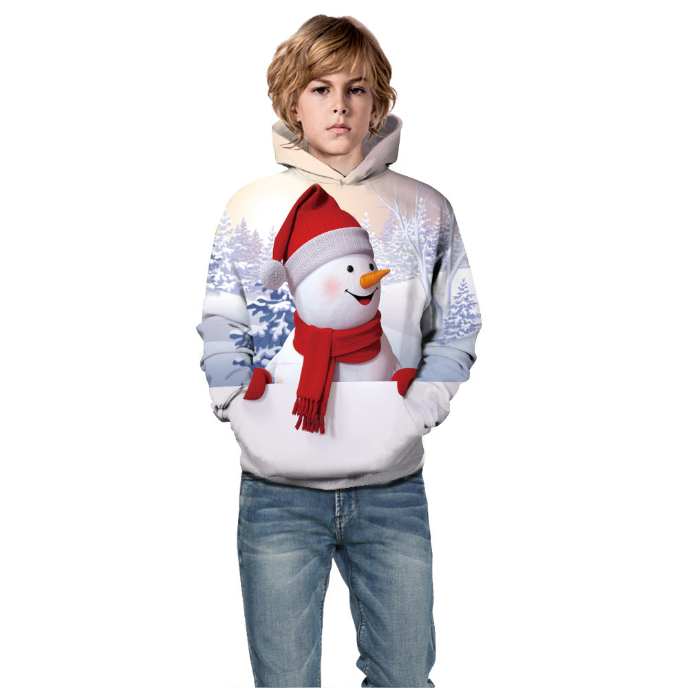 Kid Boy Girl Long Sleeve Autumn Winter Christmas Snowman Hoodie