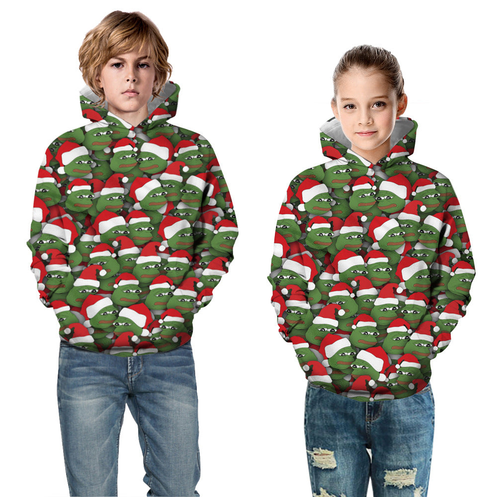 Kid Boy Girl Long Sleeve Autumn Winter Christmas Snowman Hoodie