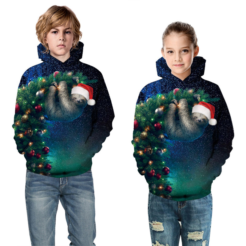 Kid Boy Girl Christmas Panda Digital Print Autumn Spring Hoodie
