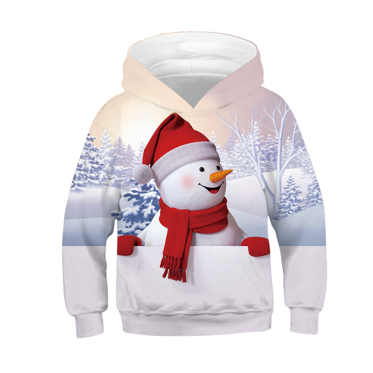 Kid Boy Girl Long Sleeve Autumn Winter Christmas Snowman Hoodie