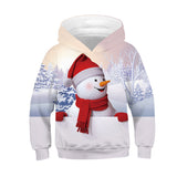 Kid Boy Girl Long Sleeve Autumn Winter Christmas Snowman Hoodie