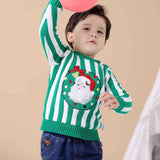 Kid Baby Girl Christmas Stripe Embroidery Sweaters