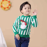 Kid Baby Girl Christmas Stripe Embroidery Sweaters
