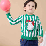 Kid Baby Girl Christmas Stripe Embroidery Sweaters