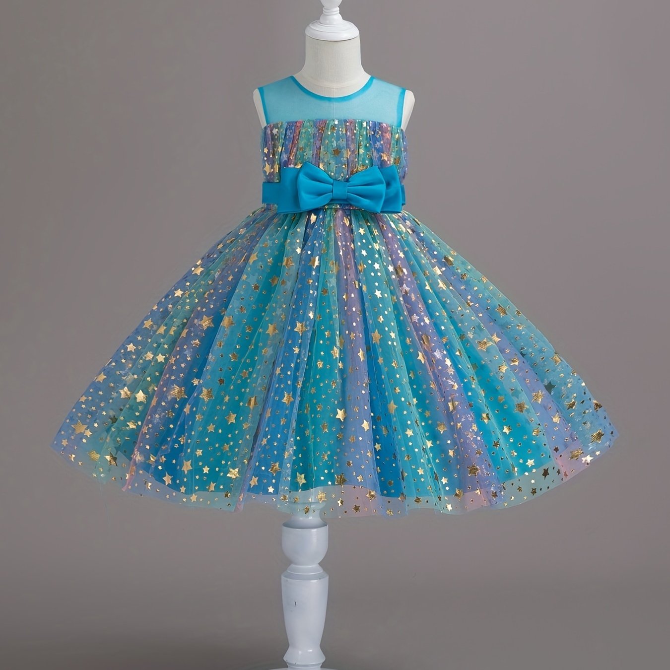 Kid Girl Tutu Sleeveless Princess Flower Bow Tulle Dance Ball Dresses