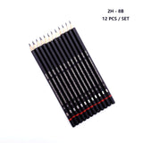 12 Pcs/Set 2H-8B Wooden Lead Pencils Set With Iron Box