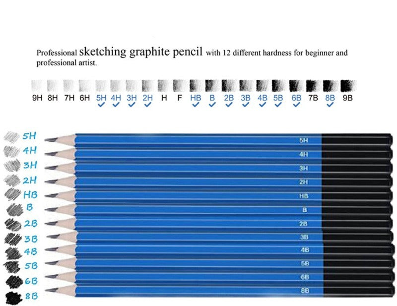 12pcs Sketch Graphite Pencil Set