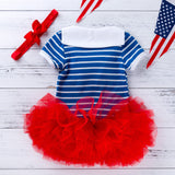 Kids Girls Independence Day Bodysuit+skirt +headband Princess Dress Sets