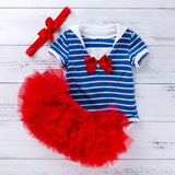 Kids Girls Independence Day Bodysuit+skirt +headband Princess Dress Sets