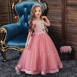 Kid Girls Princess Long Fluffy Flower Piano Performance Dresses
